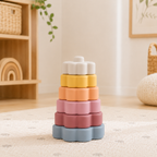 Flower Silicone Stacking Tower – Soft Baby Stacker 0–2 Years