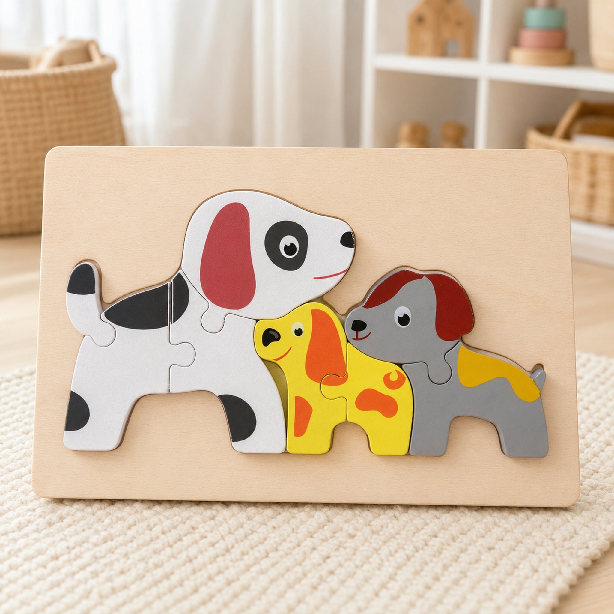 Chunky Wooden Animal Puzzle – Toddler 3D Puzzle, 8 Designs