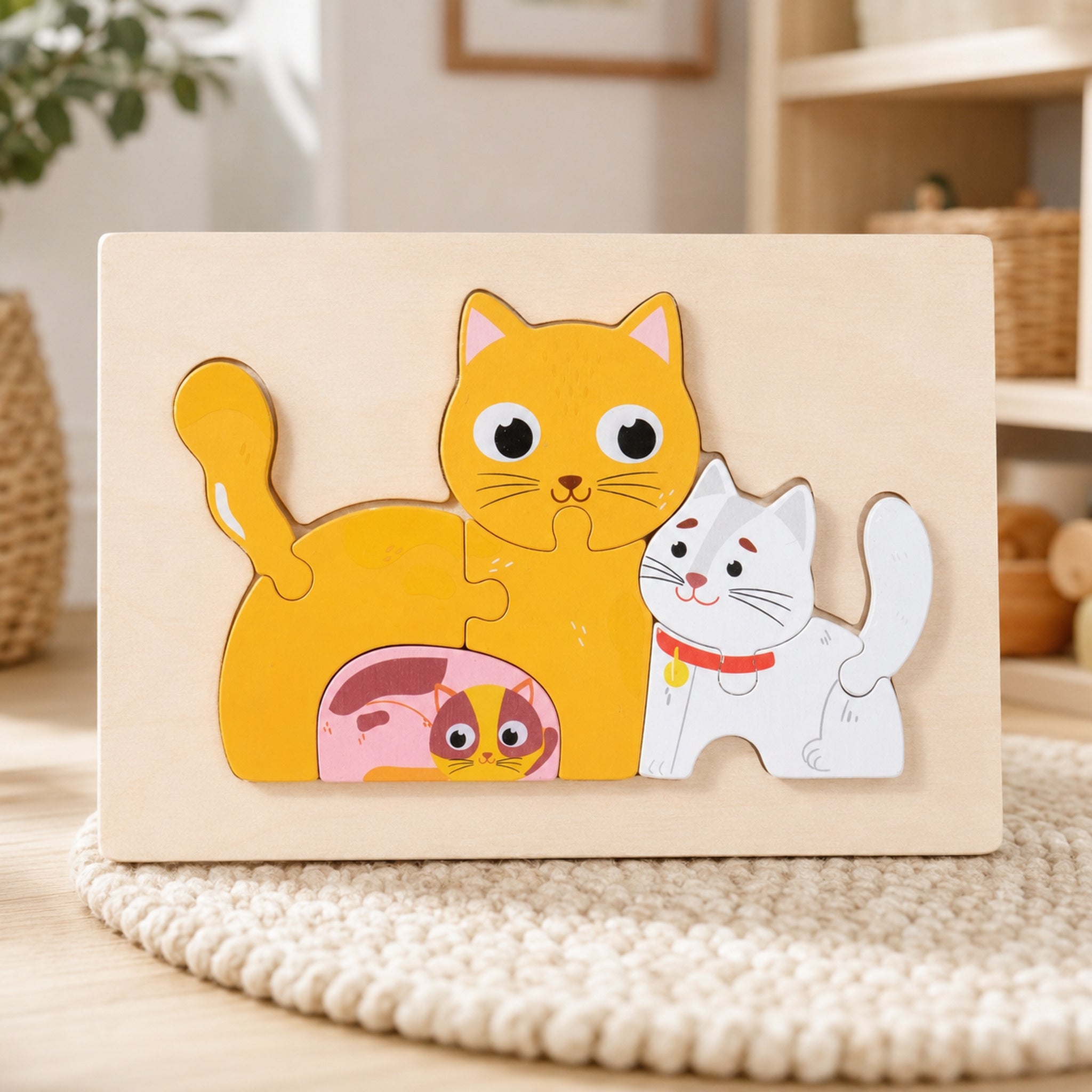 Chunky Wooden Animal Puzzle – Toddler 3D Puzzle, 8 Designs