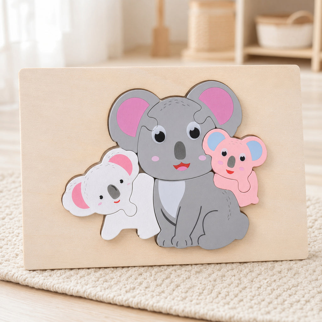 Chunky Wooden Animal Puzzle – Toddler 3D Puzzle, 8 Designs