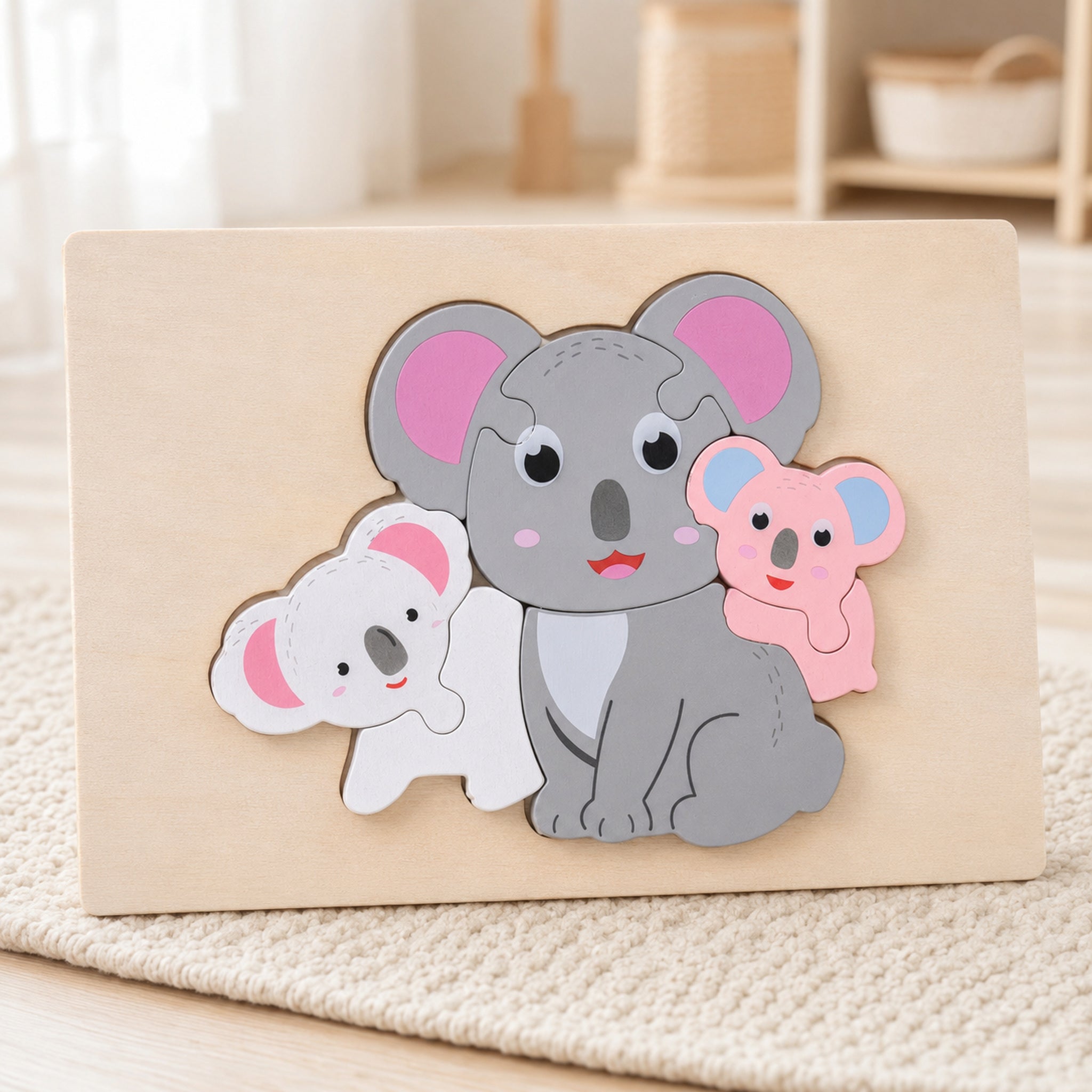 Chunky Wooden Animal Puzzle – Toddler 3D Puzzle, 8 Designs