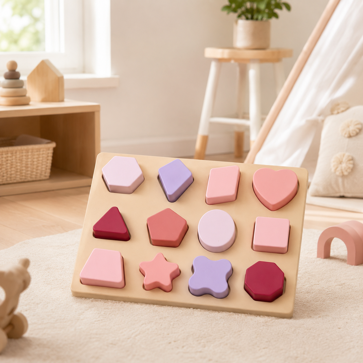 Soft Silicone Shape Stacker – Baby Geometric Sorting Puzzle