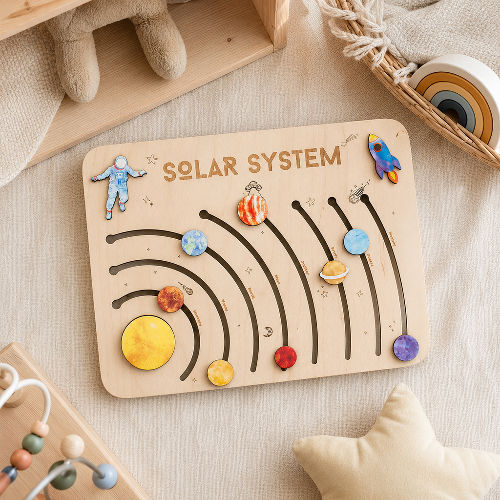 Solar System Wooden Puzzle – Laser-Cut Space Puzzle for Kids