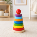 Double Rainbow Ring Stacker – Wooden Peg Stacking Towers