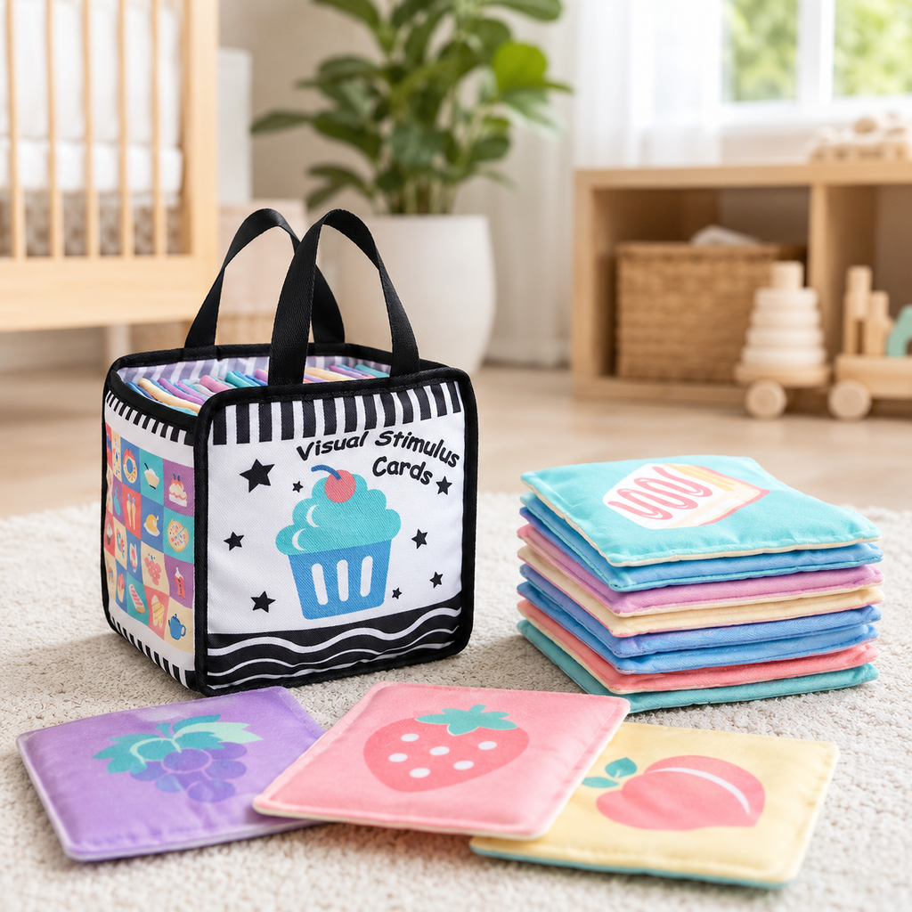 High-Contrast Baby Cards & Cloth Book – Newborn Visual Set