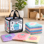 High-Contrast Baby Cards & Cloth Book – Newborn Visual Set