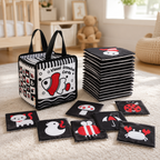 High-Contrast Baby Cards & Cloth Book – Newborn Visual Set