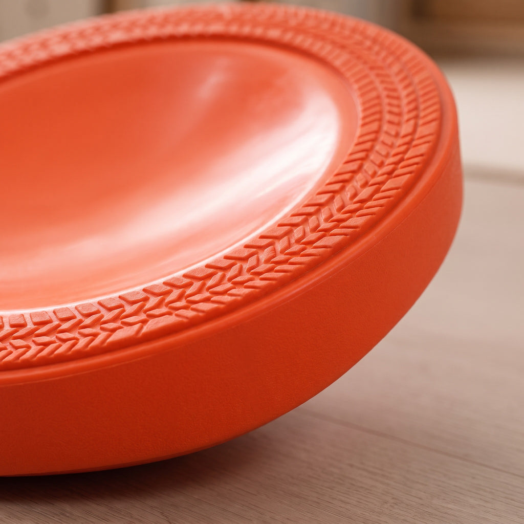 Macro of the textured non-slip rubber grip ring on the underside of a stepping stone