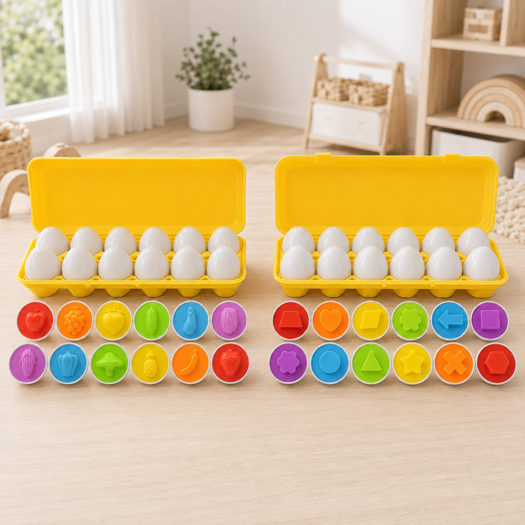 Matching Eggs – Color & Shape Sorting Egg Set, 12 pcs