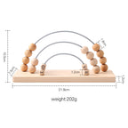 Dimension diagram of the wooden counting frame: 21.9 cm wide, 10.5 cm tall, 1.2 cm base thickness, weight 202 g