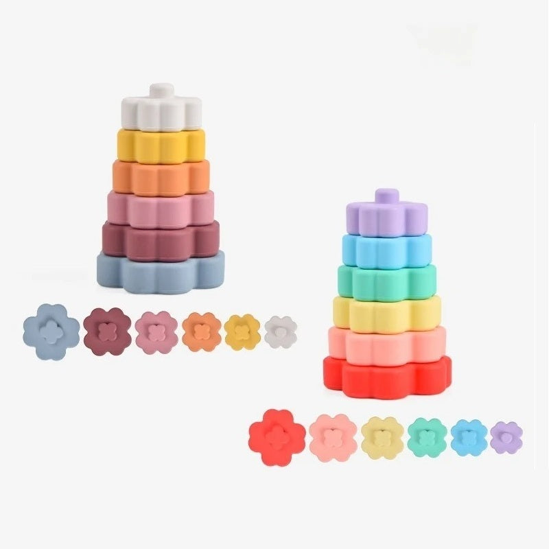 Flower Silicone Stacking Tower – Soft Baby Stacker 0–2 Years