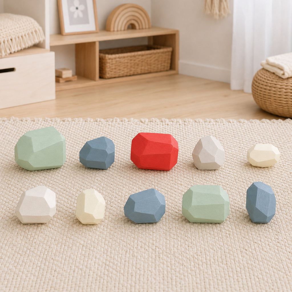 Wooden Balancing Stones – Rainbow Stacking Rocks, 10–36 pcs
