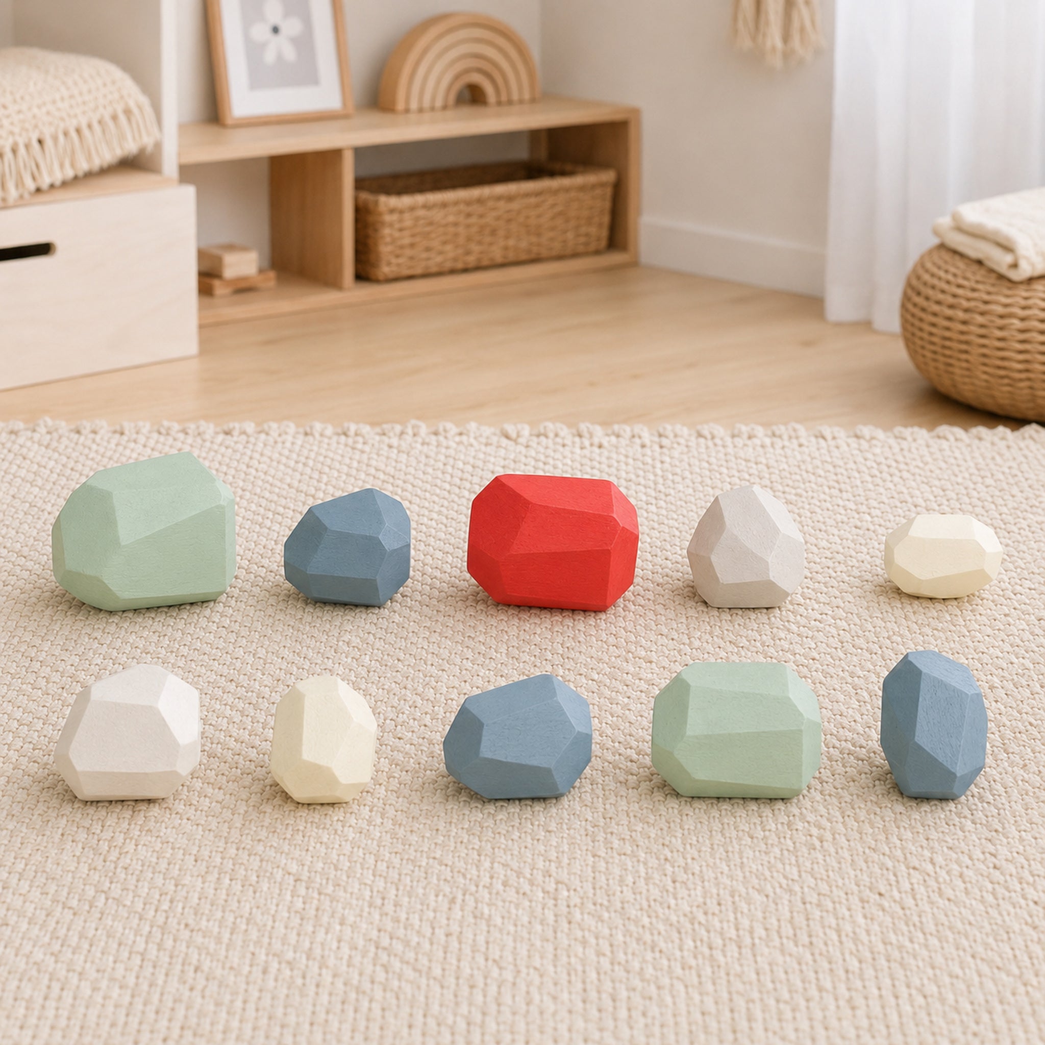 Wooden Balancing Stones – Rainbow Stacking Rocks, 10–36 pcs