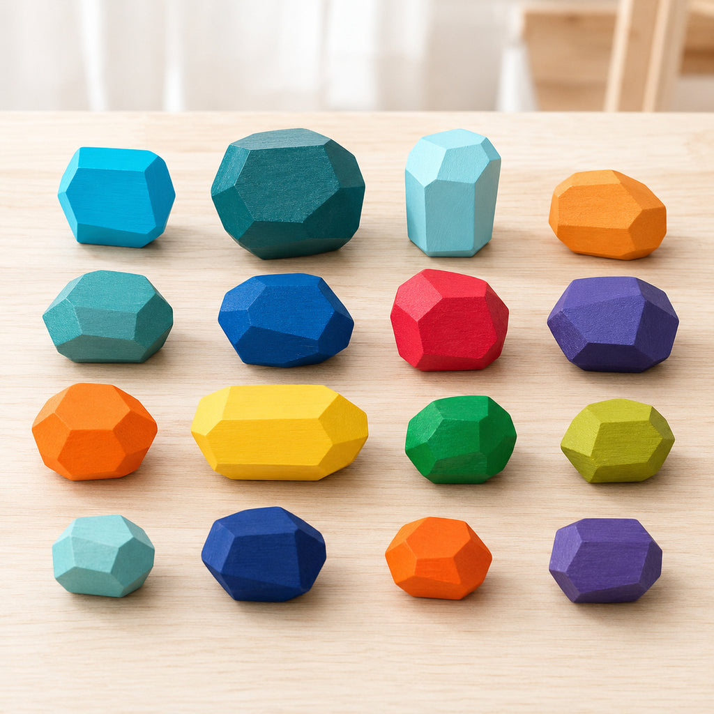 Wooden Balancing Stones – Rainbow Stacking Rocks, 10–36 pcs