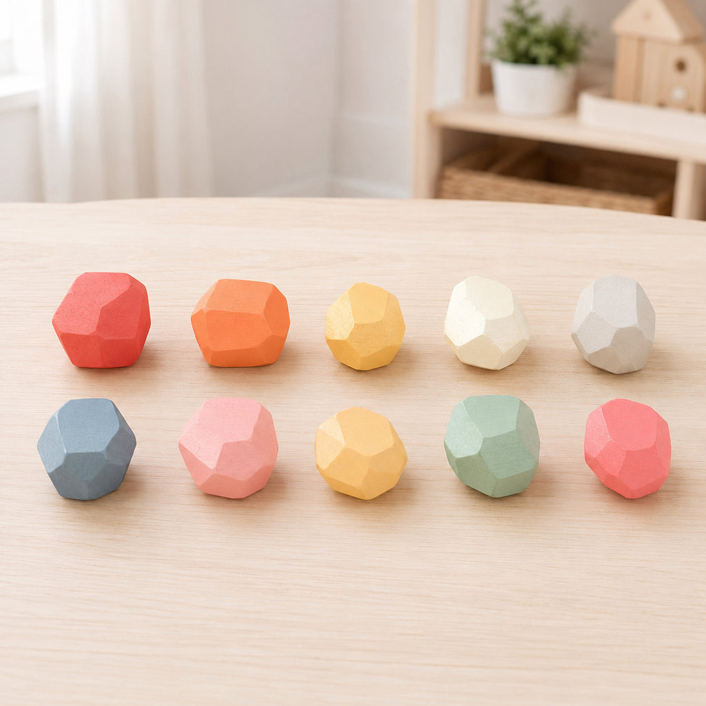 Wooden Balancing Stones – Rainbow Stacking Rocks, 10–36 pcs
