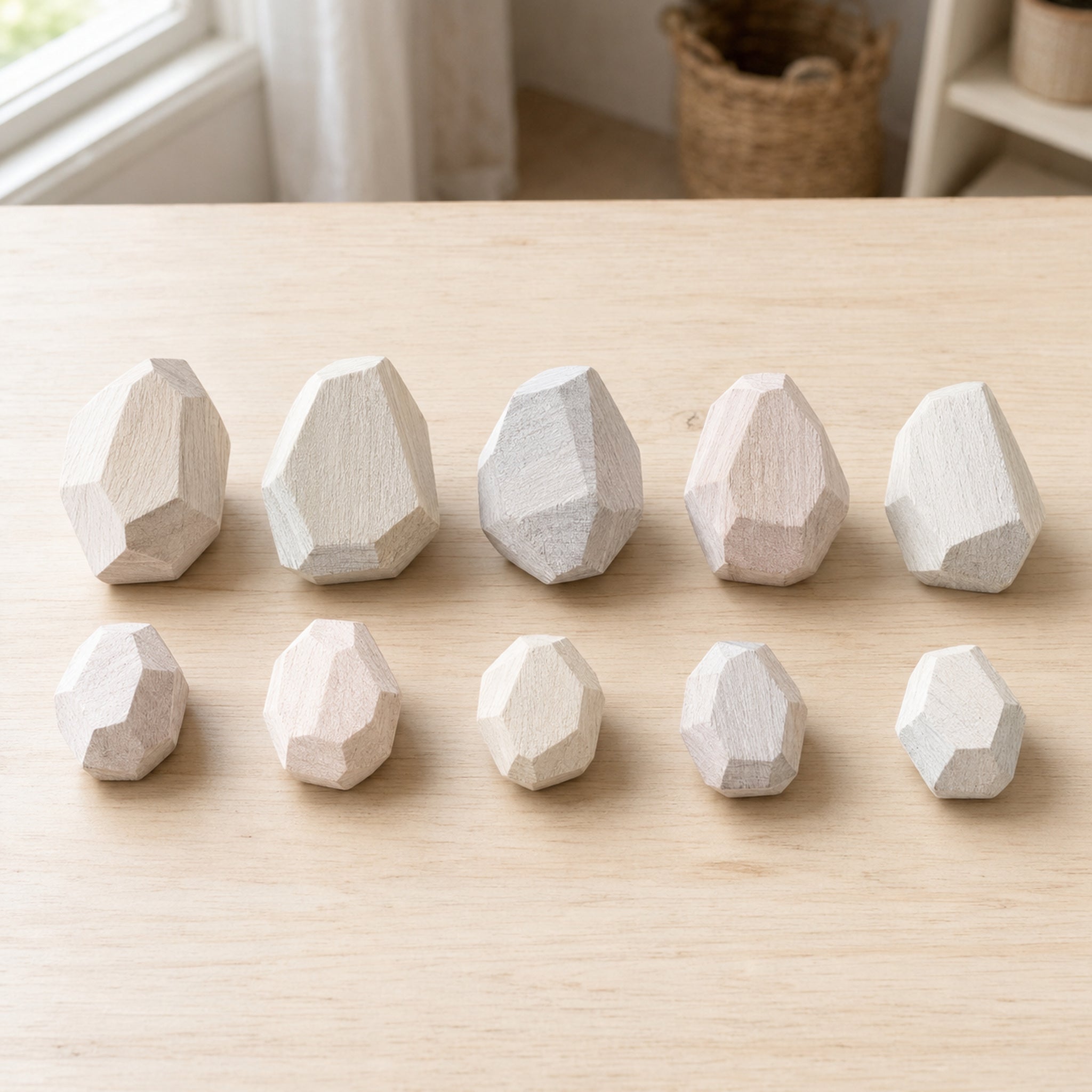 Wooden Balancing Stones – Rainbow Stacking Rocks, 10–36 pcs