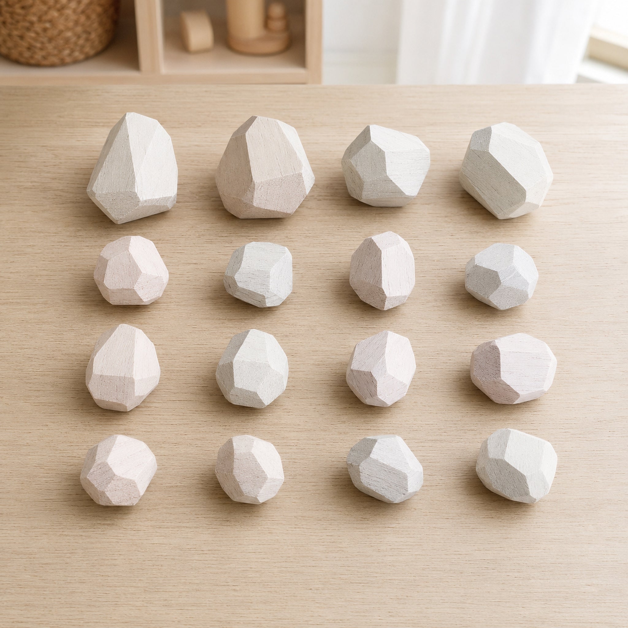 Wooden Balancing Stones – Rainbow Stacking Rocks, 10–36 pcs