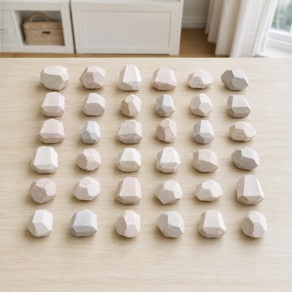 Wooden Balancing Stones – Rainbow Stacking Rocks, 10–36 pcs