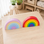 Wooden Rainbow Stacking Blocks – Montessori Stacker Toy for Ages 2–4, elevated lifestyle view